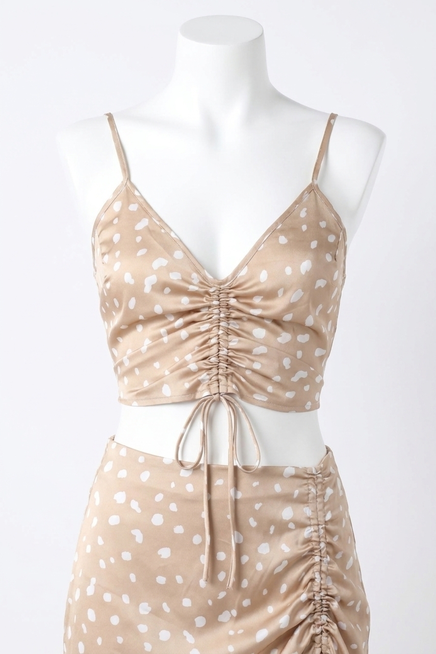 NEW BY TOGETHER bambi cami top in taupe white